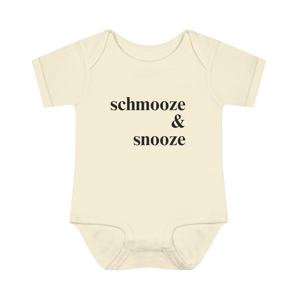 schmooze & snooze Infant Bodysuit | Minimal Script Baby Onesie
