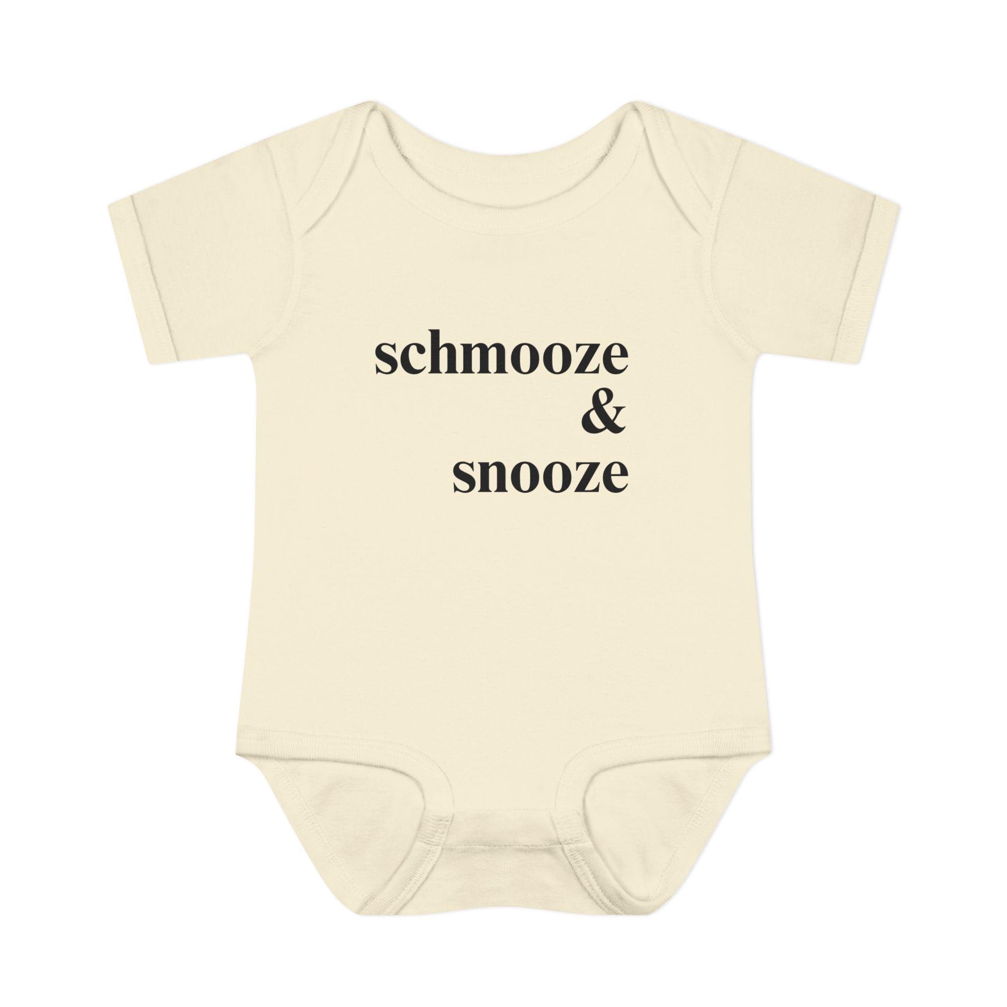 schmooze & snooze Infant Bodysuit | Minimal Script Baby Onesie