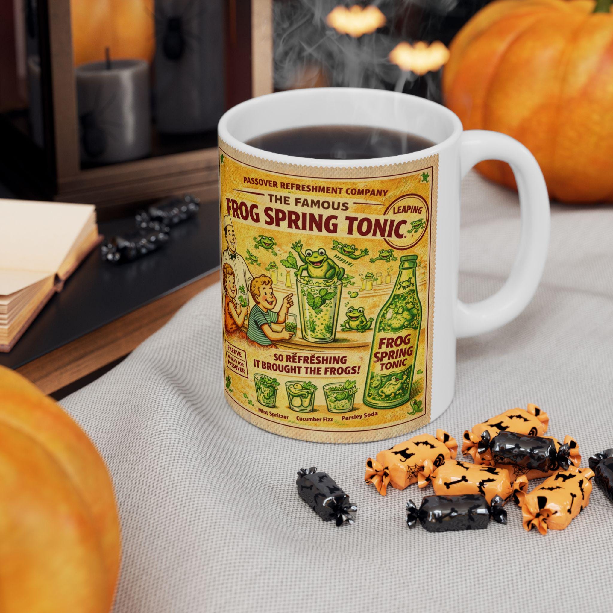 Vintage Frog Spring Tonic Passover Mug, Funny Pesach Coffee Cup