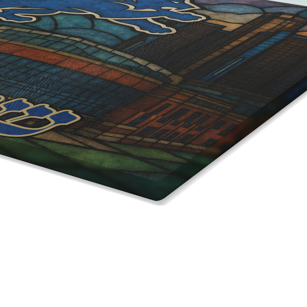 Detroit Lions Challah Board Stained Glass Shabbat Tray, 15x11 NFL Judaica Wedding Gift