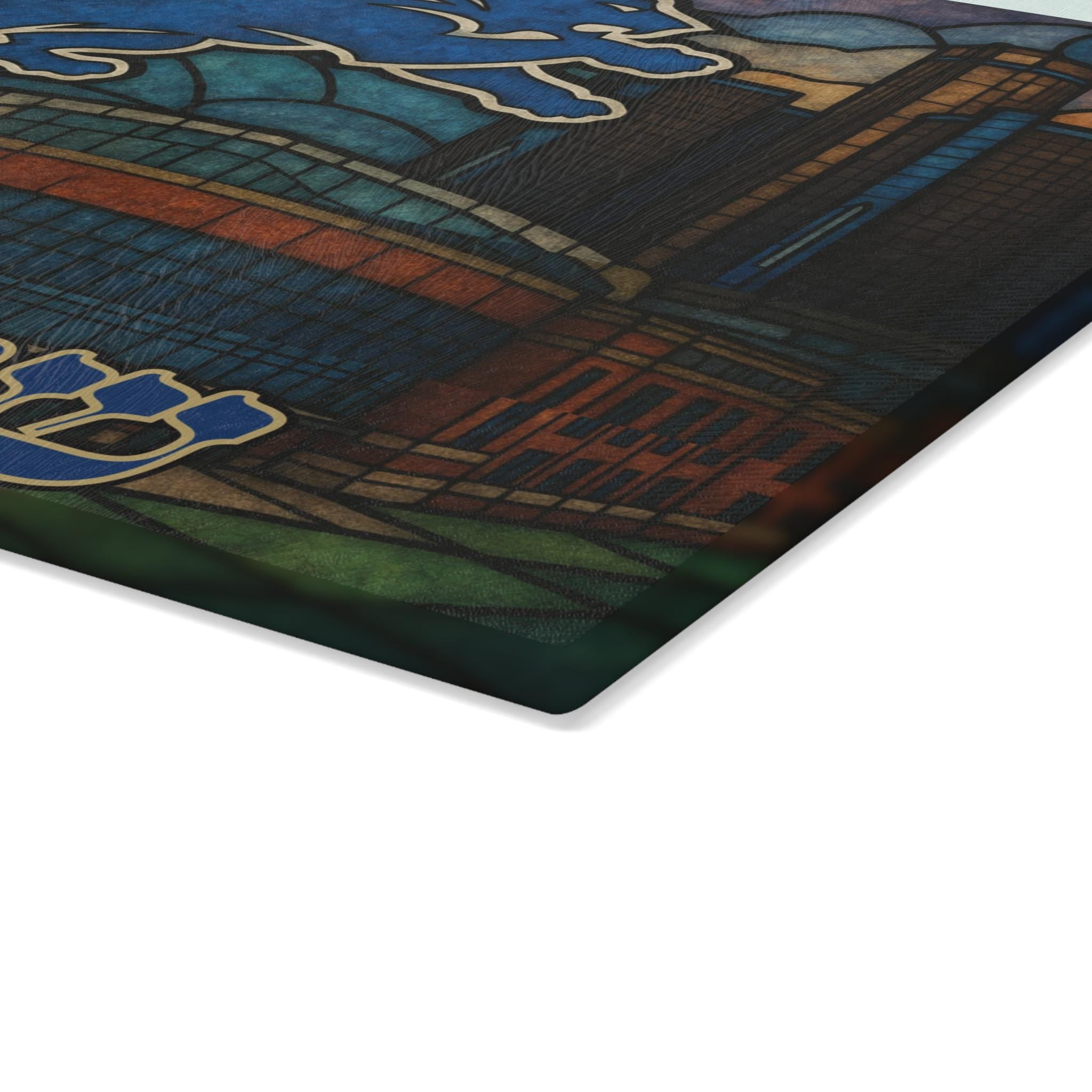 Detroit Lions Challah Board Stained Glass Shabbat Tray, 15x11 NFL Judaica Wedding Gift
