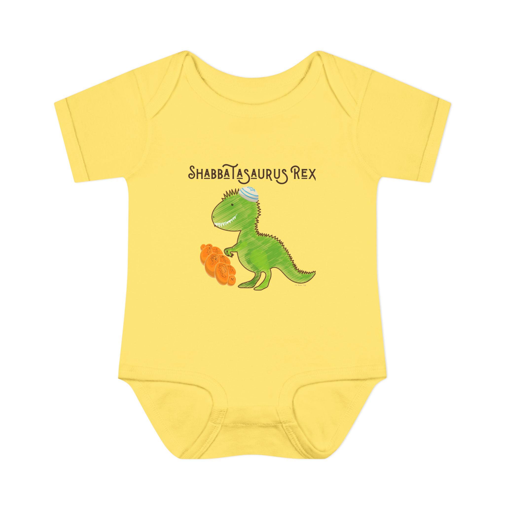 Shabbatasaurus Rex Infant Bodysuit | Dinosaur Shabbat Illustration