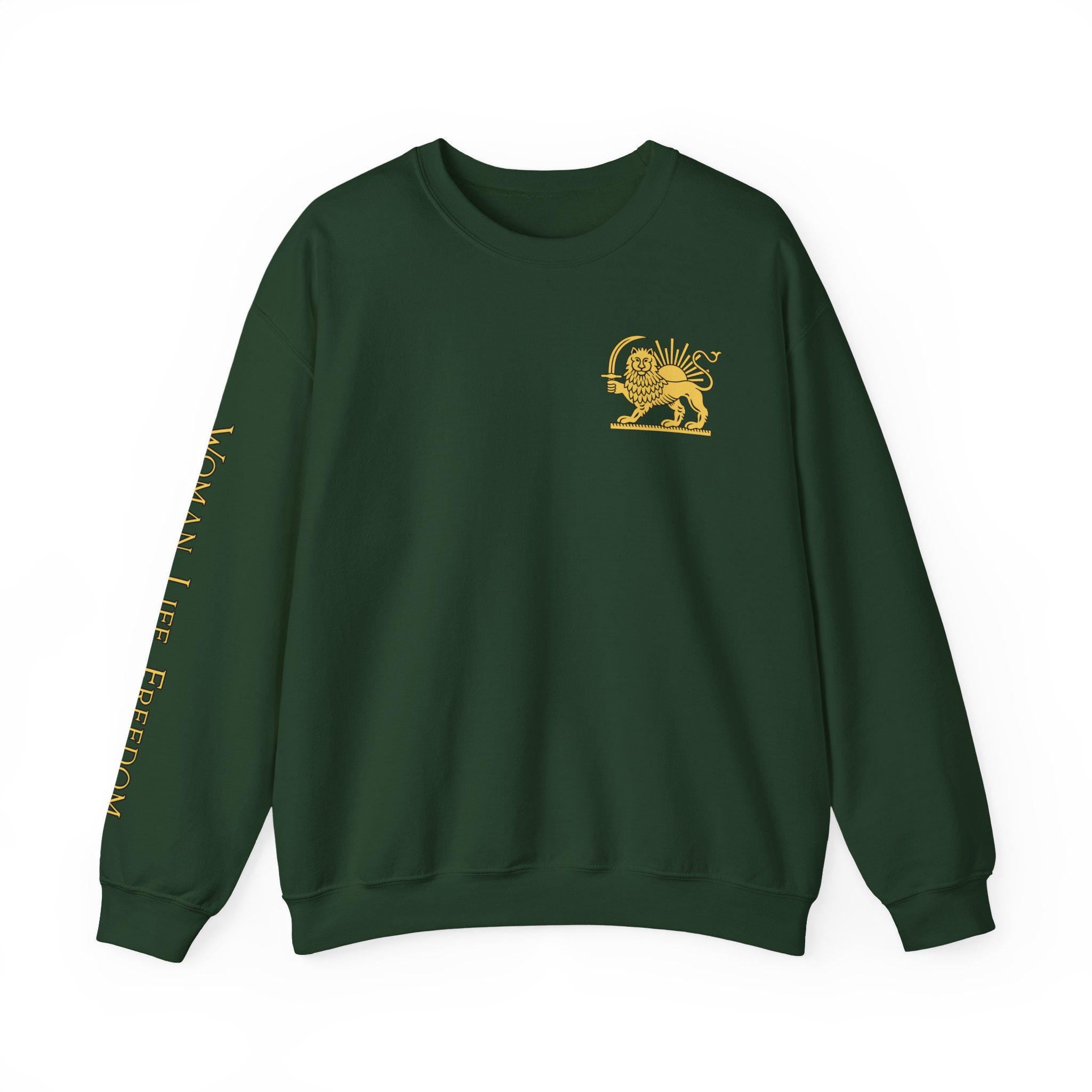 Lion of Persia Crewneck Iranian Tricolor Sweatshirt Woman Life Freedom