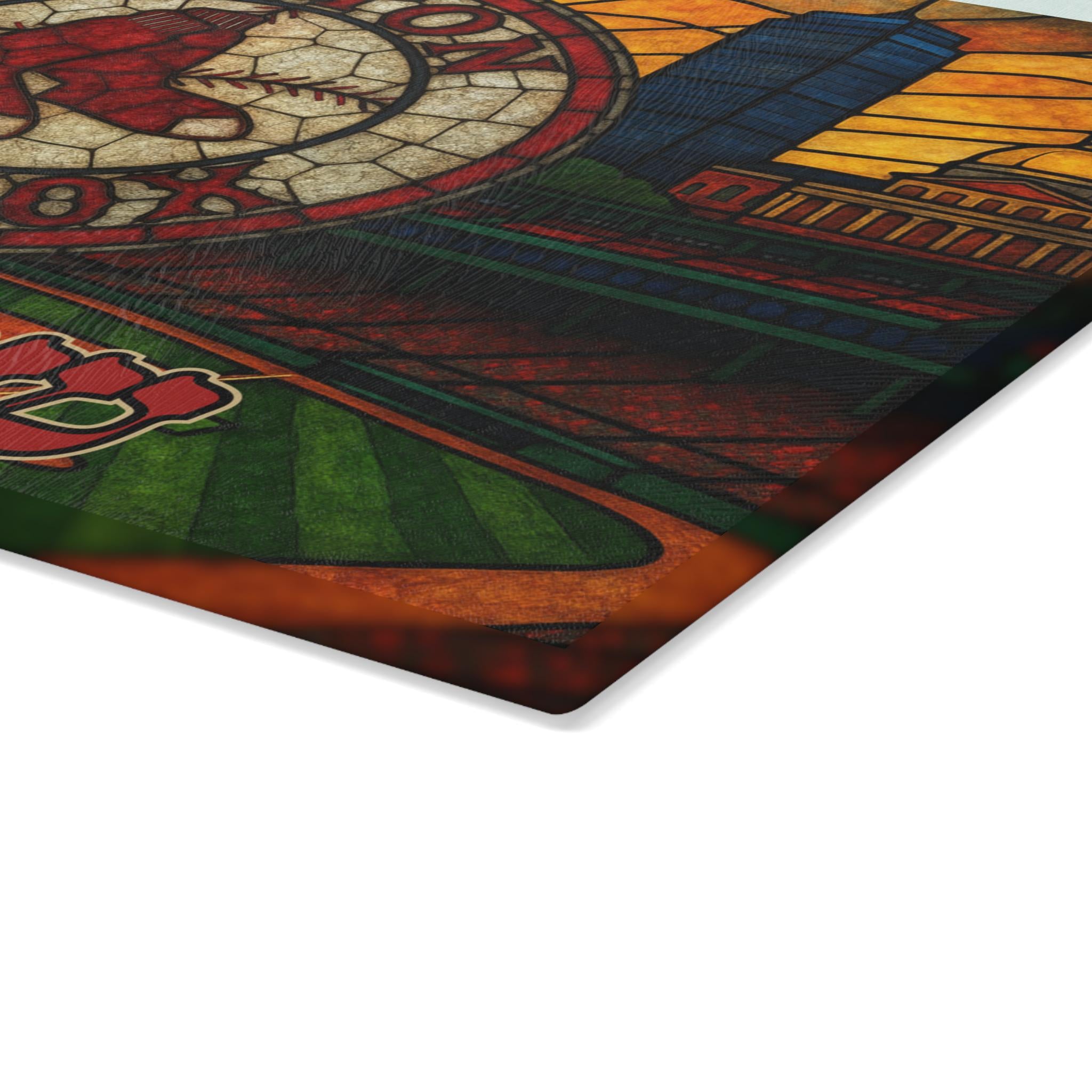 Boston Red Sox Challah Board, Stained Glass Shabbat Tray, Fenway Park Judaica (15x11)