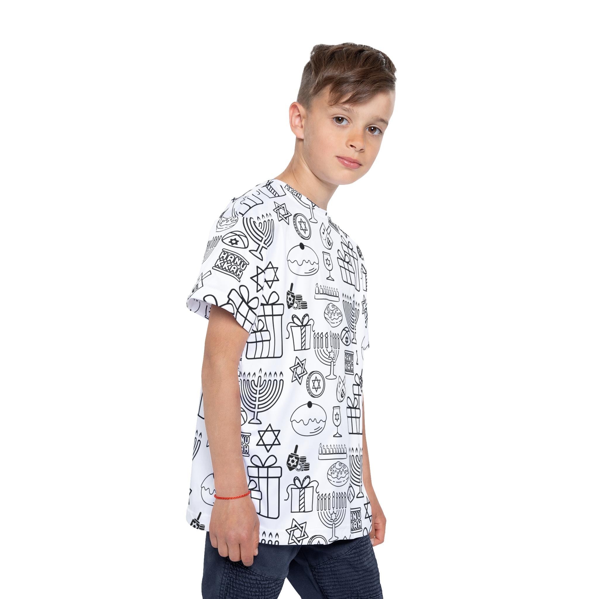 Color Your Own Hanukkah Pajama Pants, Kids Menorah Dreidel Lounge Pants