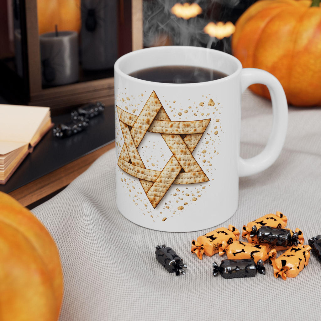 Matzah Star of David Mug, Modern Passover Judaica Drinkware