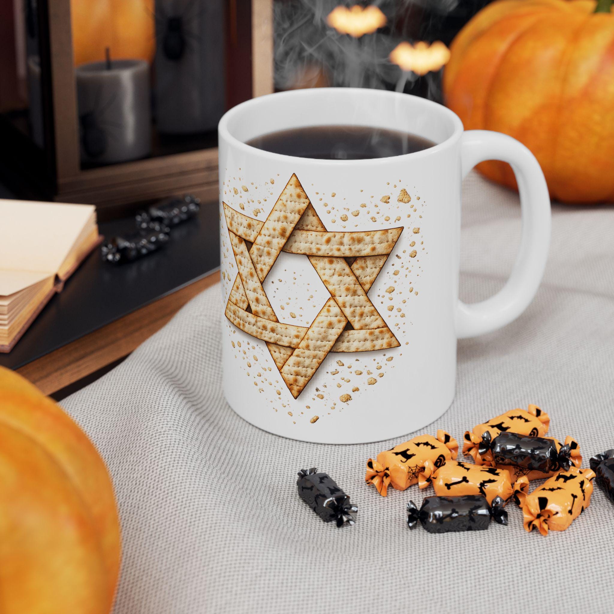 Matzah Star of David Mug, Modern Passover Judaica Drinkware
