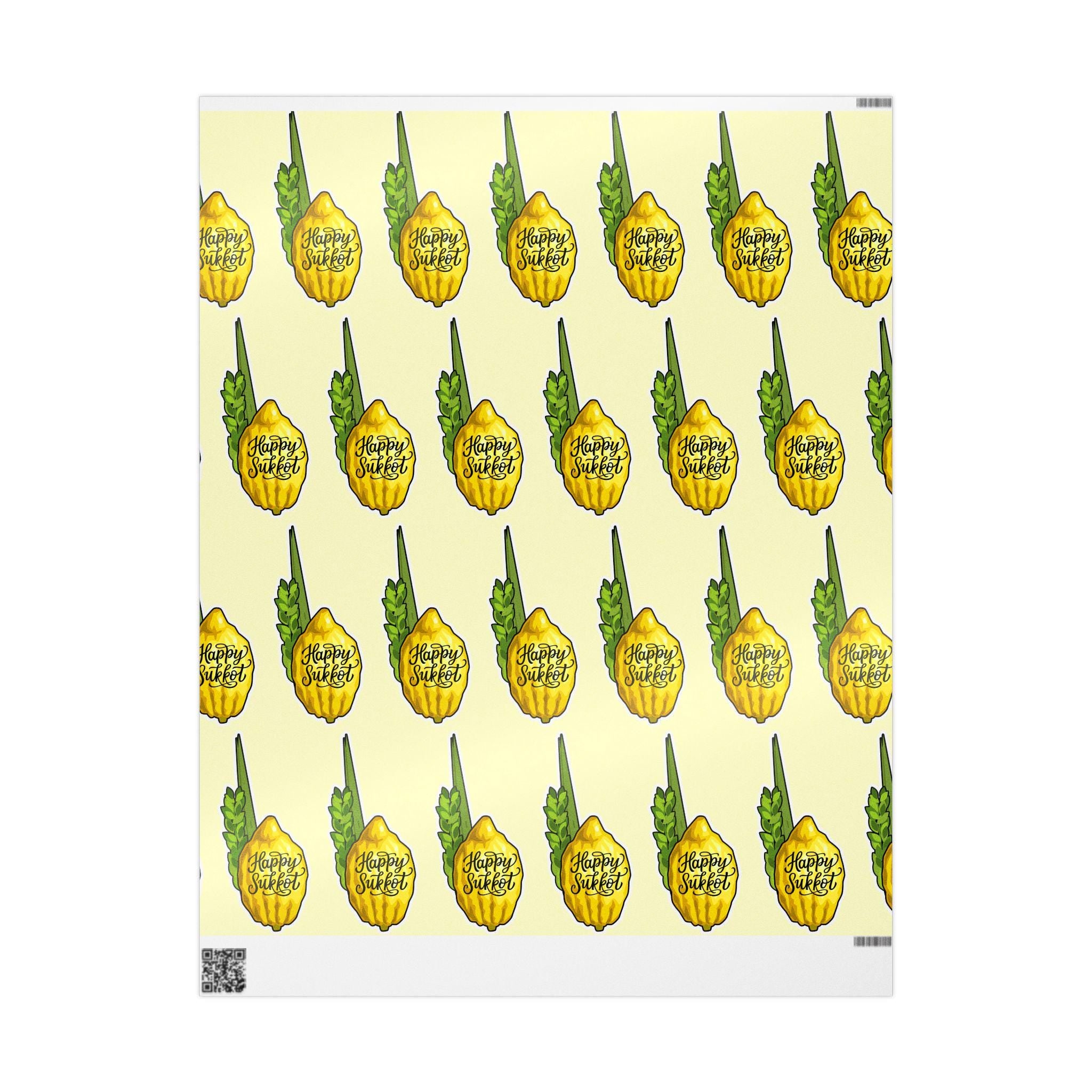 Etrog and Lulav Sukkot Wrapping Paper, Jewish Holiday Wrap