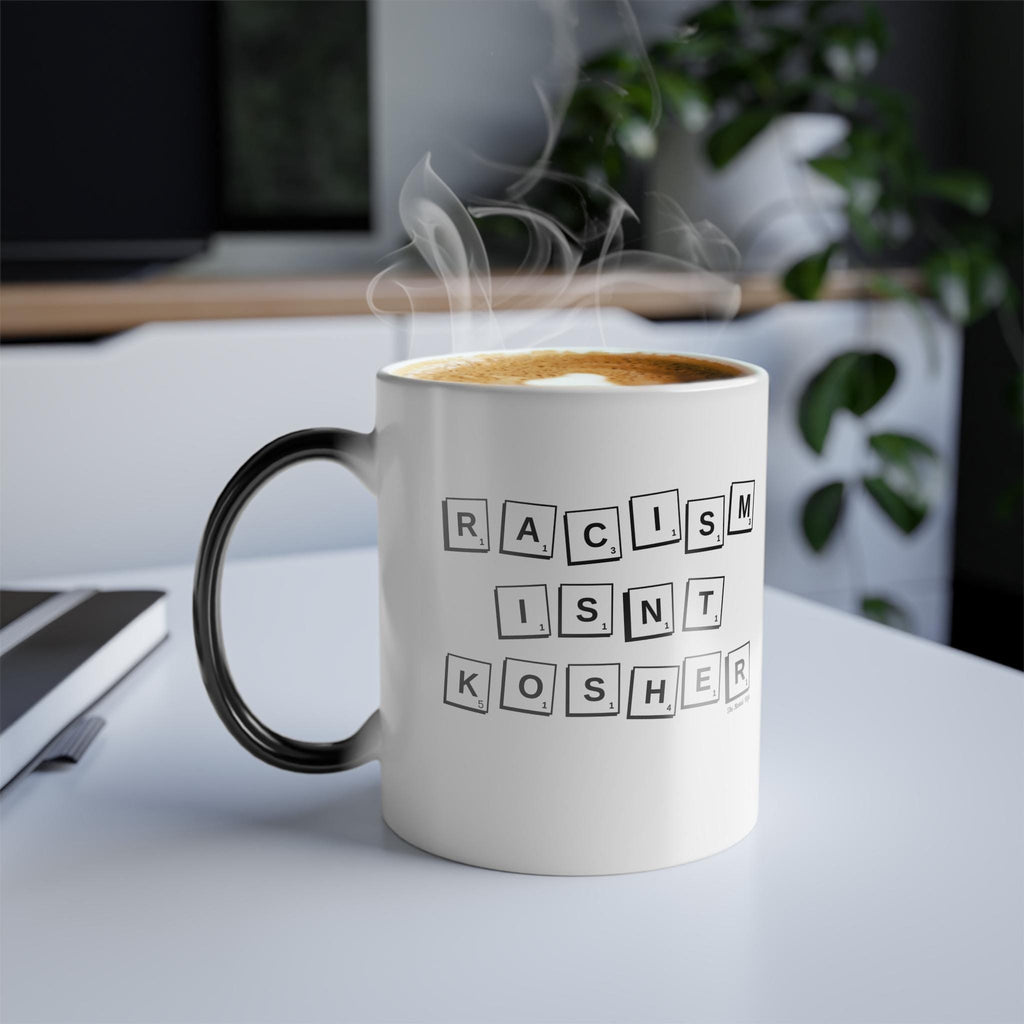 Racism Isn't Kosher Color Changing Mug, Modern Judaica Hanukkah Gift
