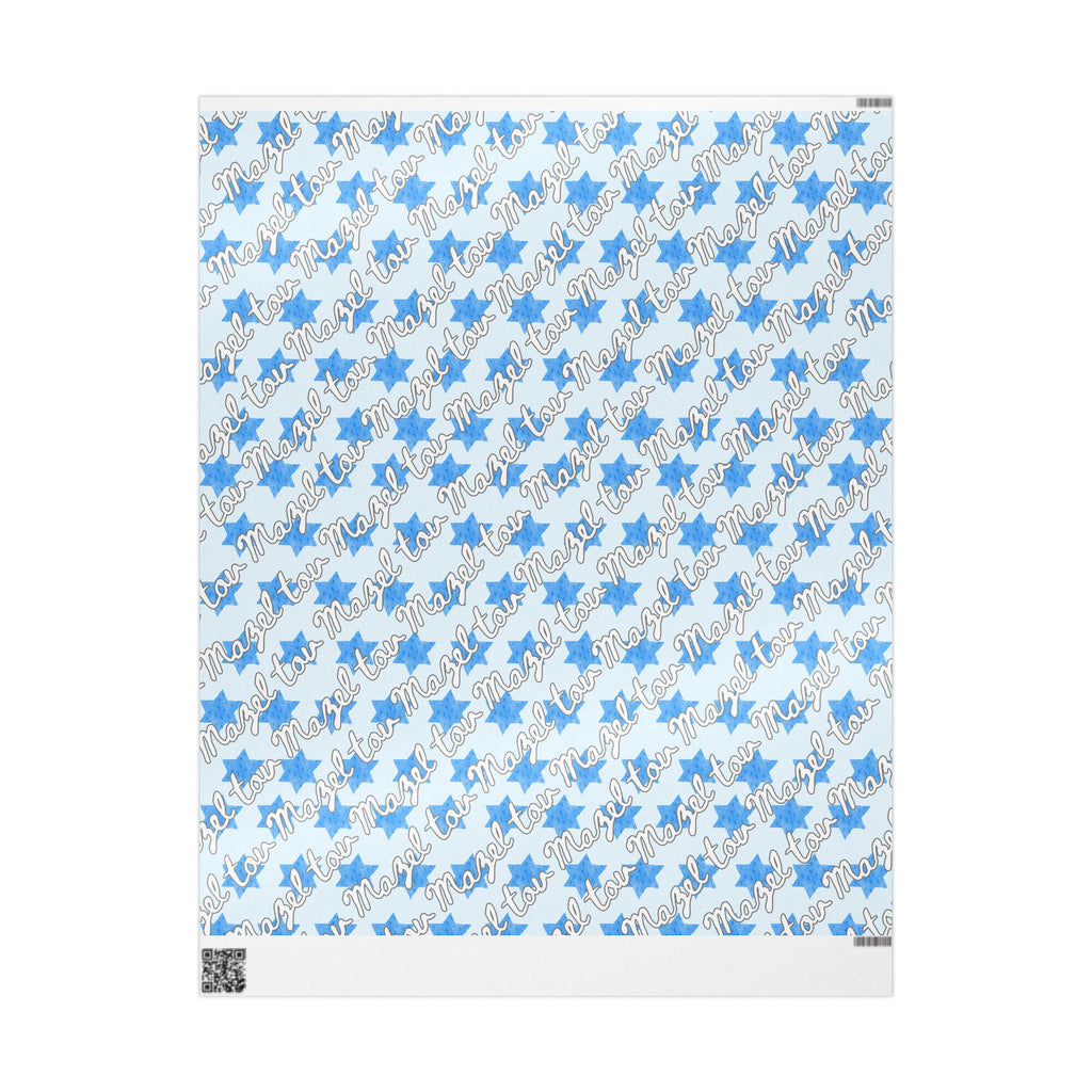Mazel Tov Wrapping Paper, Blue Star of David, Jewish Celebration Gift Wrap