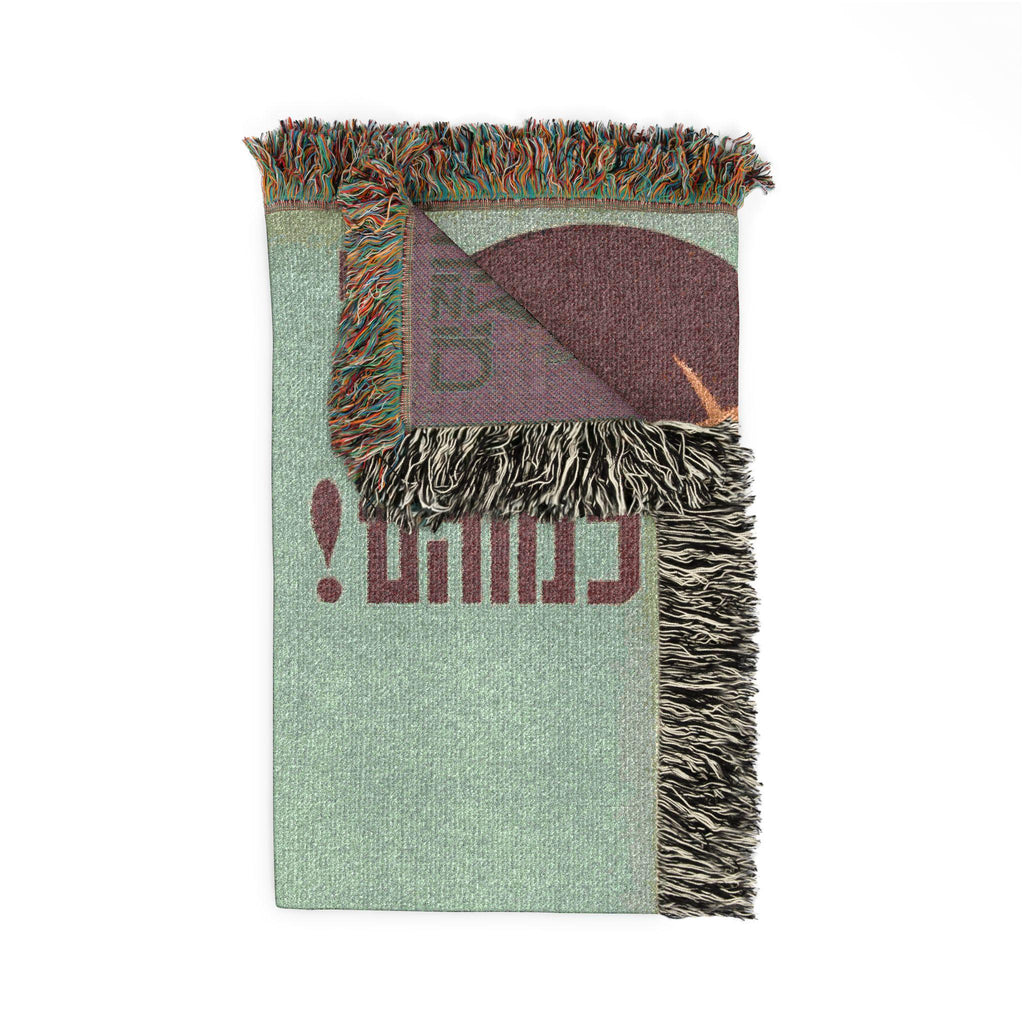 Woven Hebrew Soda Blanket, Retro Israeli Pop Art Tapestry, Mid Century Judaica Throw