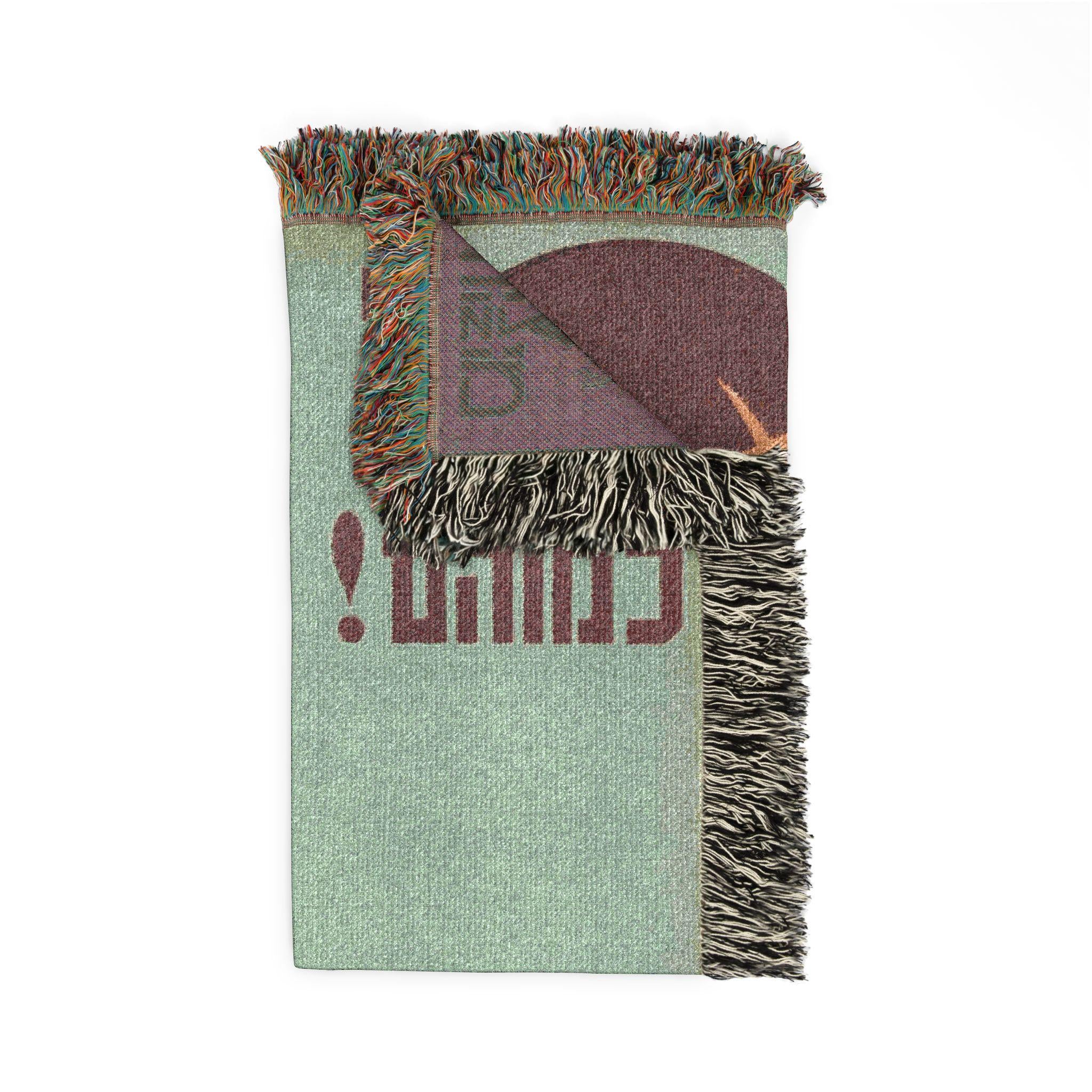 Woven Hebrew Soda Blanket, Retro Israeli Pop Art Tapestry, Mid Century Judaica Throw