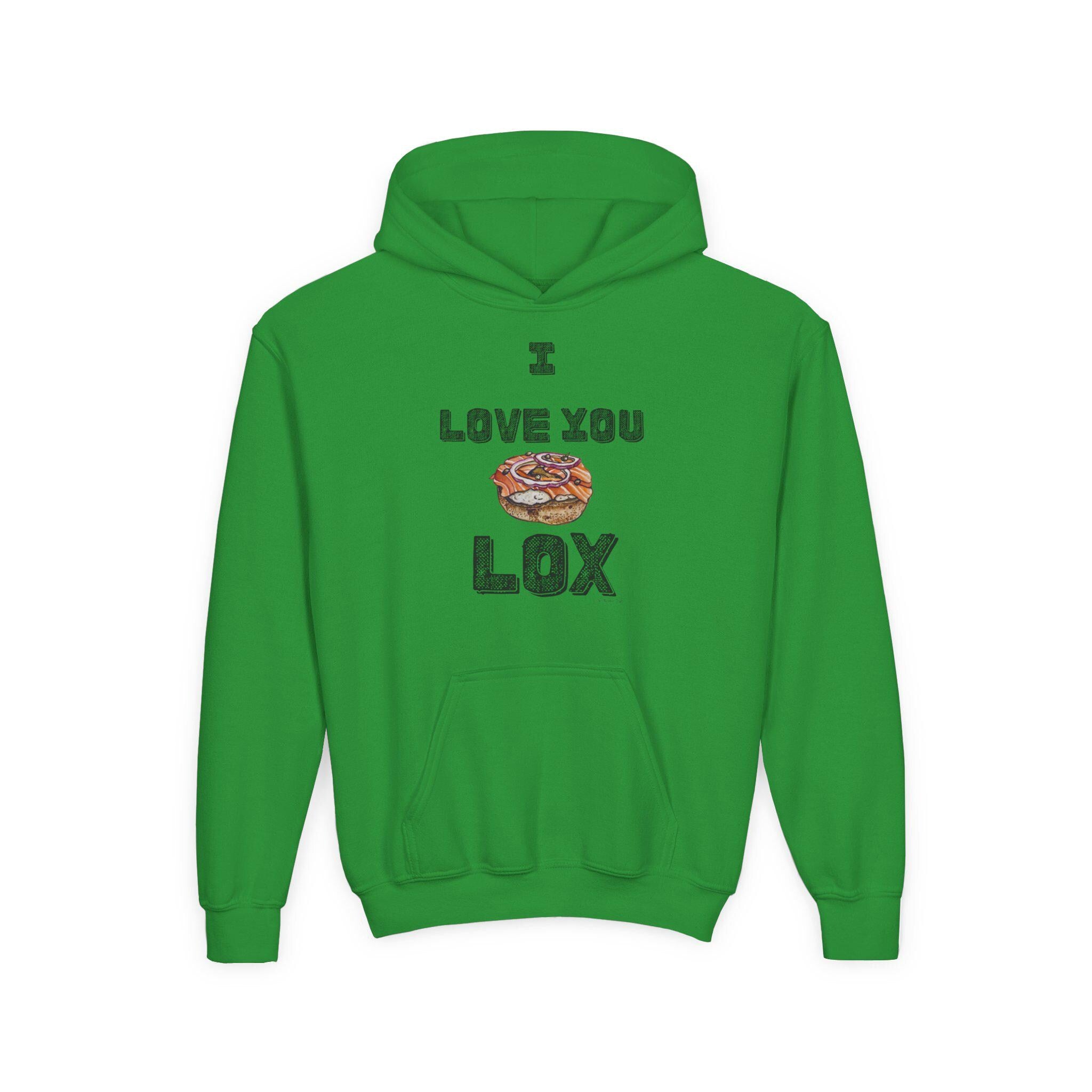 I Love You Lox Youth Hoodie, Funny Jewish Food Sweatshirt, Hanukkah Gift