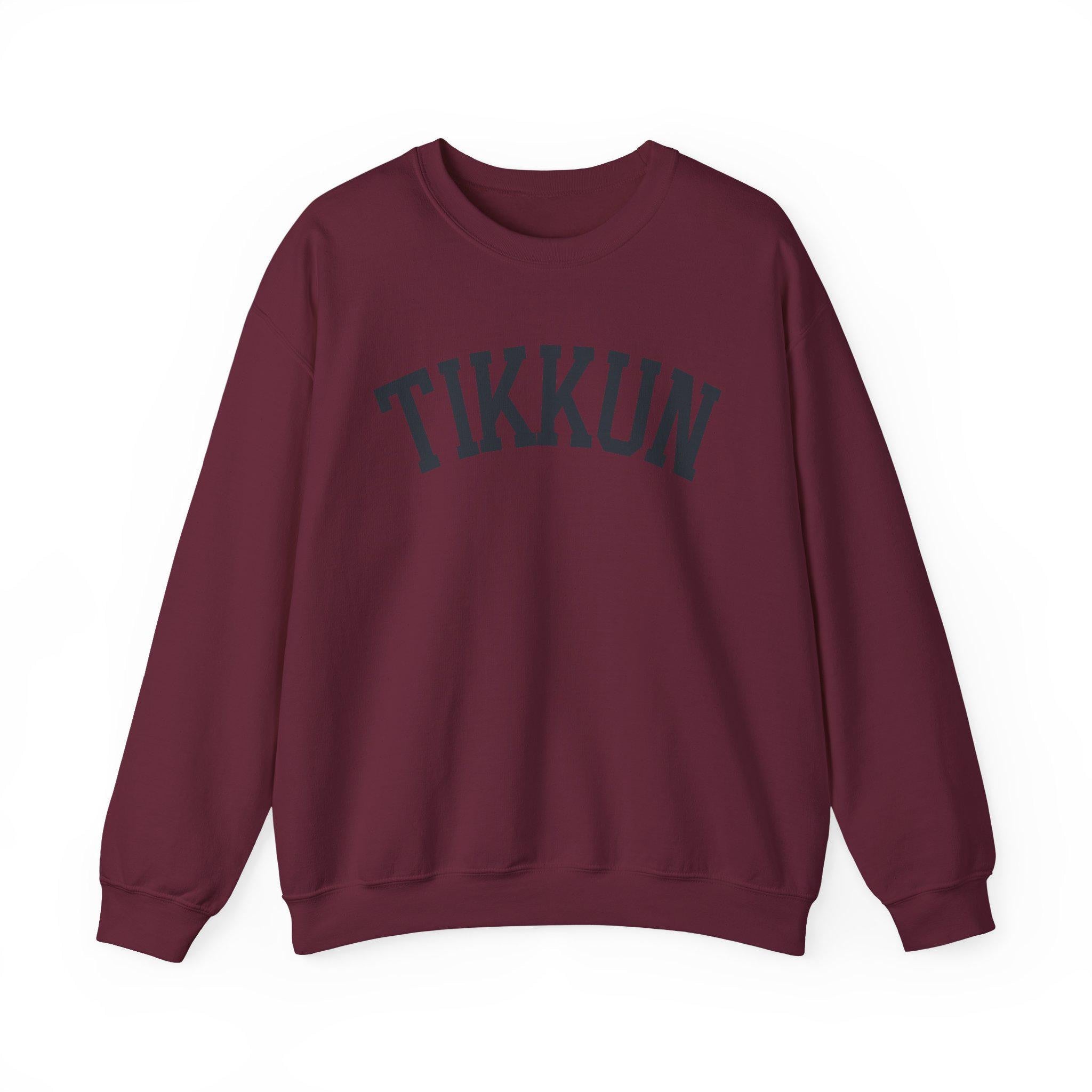 Tikkun Sweatshirt White Crewneck, Hebrew Jewish Minimalist Pullover Gift