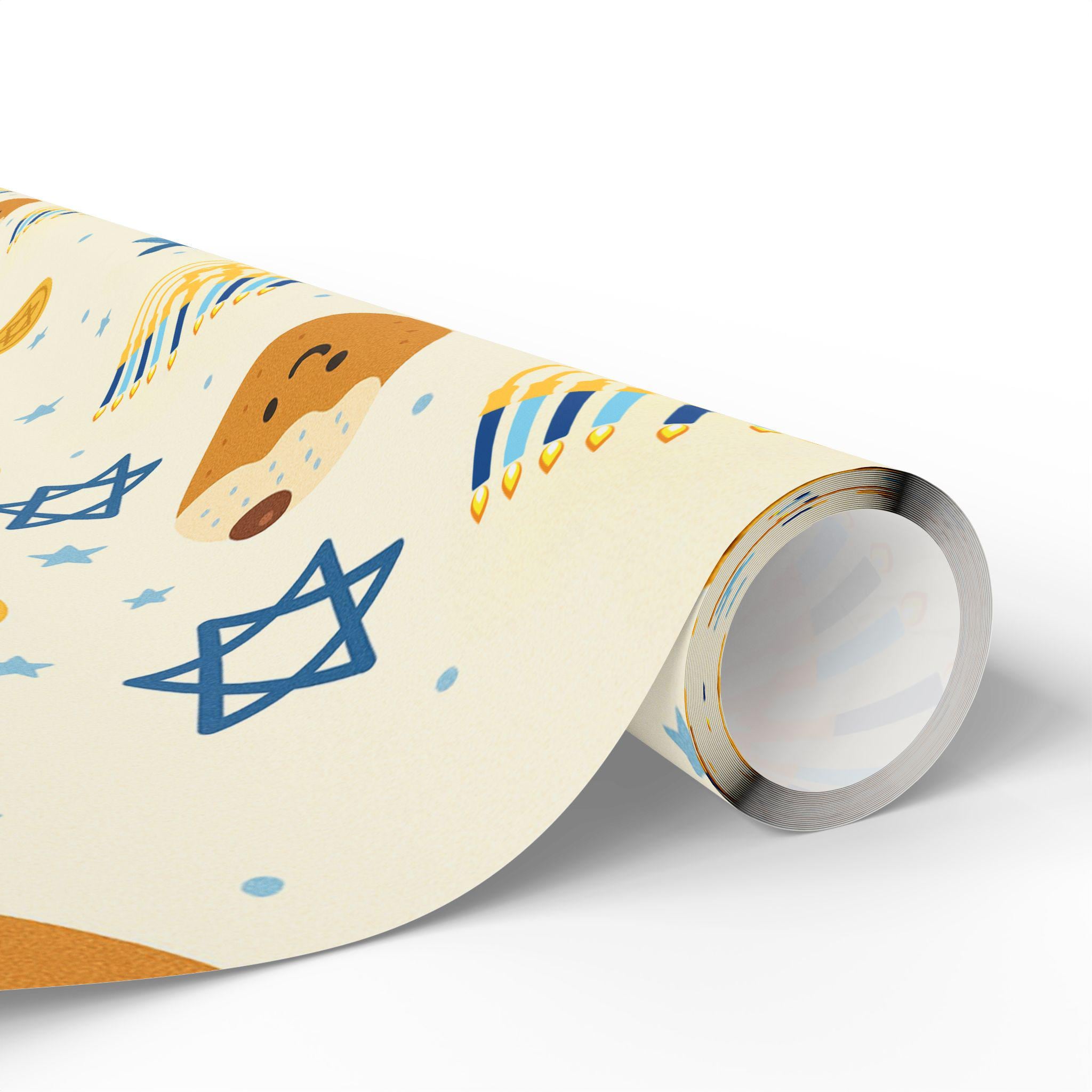 Hanukkah Wrapping Paper, Modern Judaica Gift Wrap, Eco Friendly
