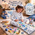 Kids Color Your Own Hanukkah Pajama Pants, Dreidel Coloring Sleepwear (100% Polyester)