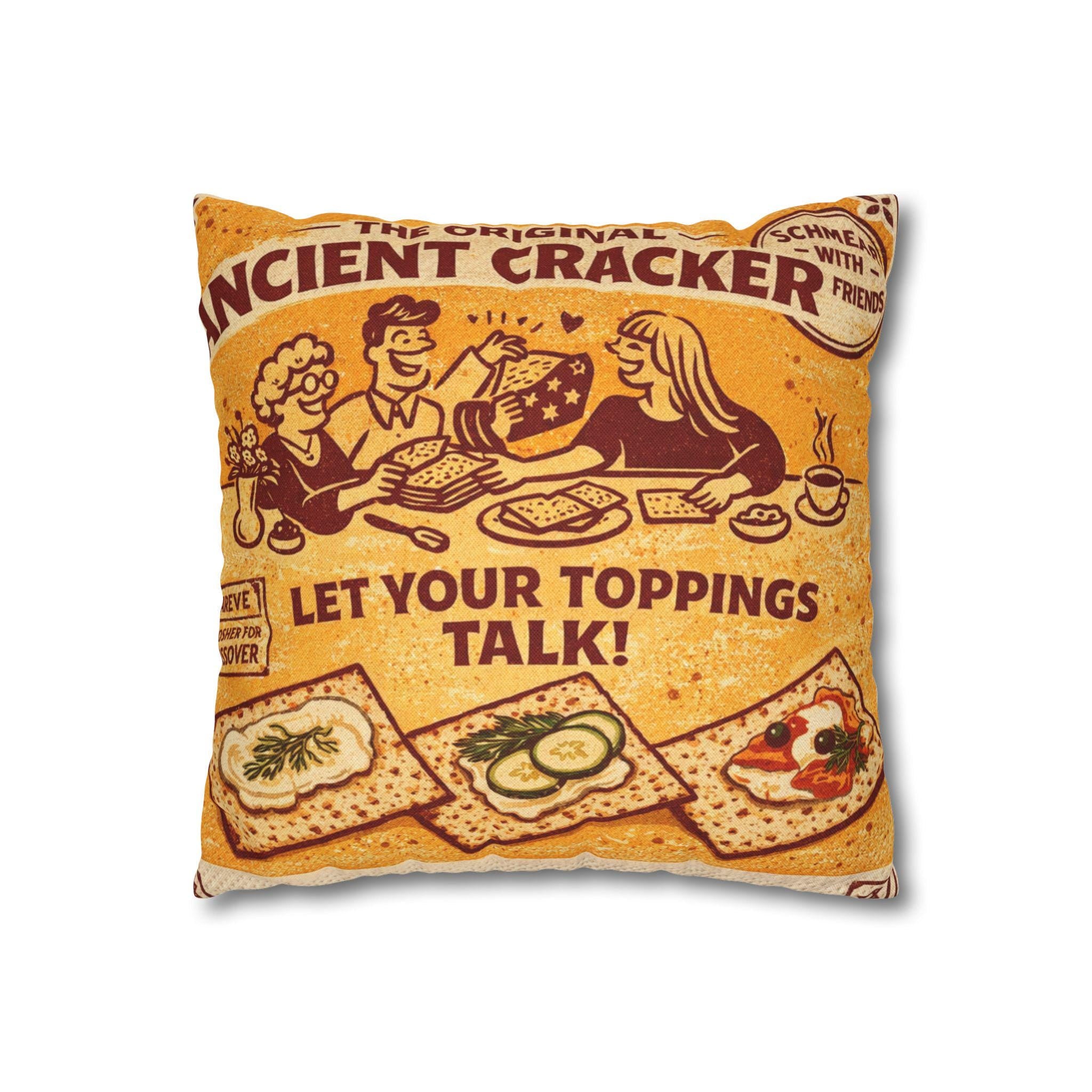 Vintage Matzah Pillow Cover, Jewish Kitchen Art, Seder Home Decor