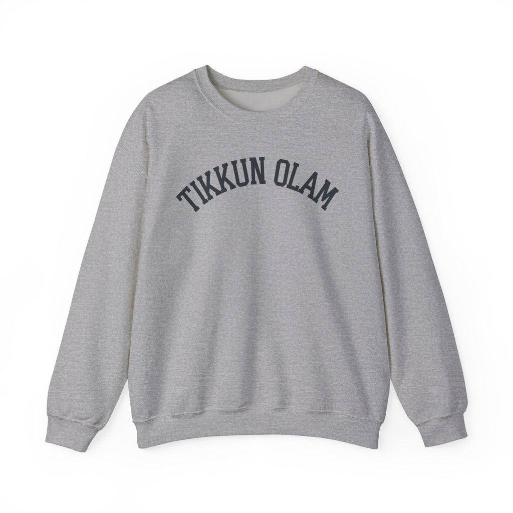Tikkun Olam Sweatshirt Hebrew Crewneck, Jewish Social Justice Embroidered Pullover Gift