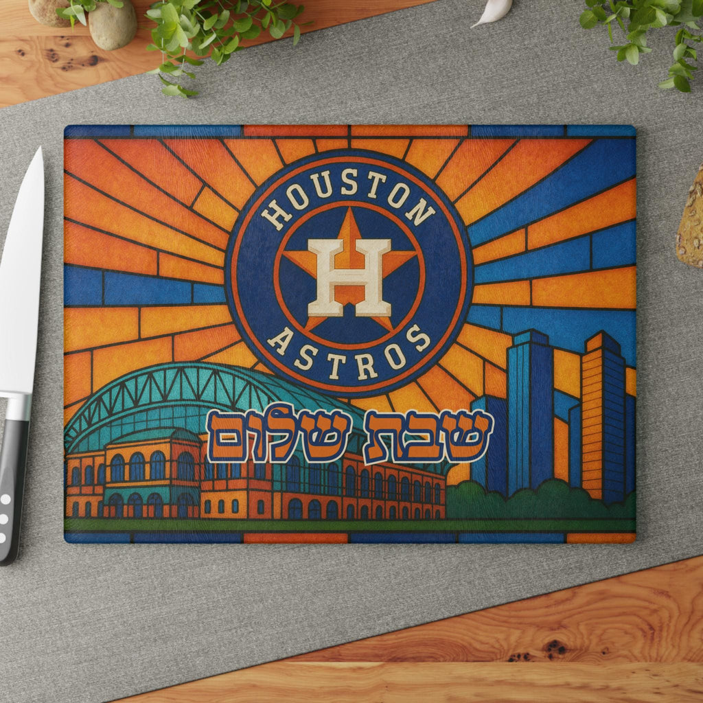 Houston Astros Challah Board, Stained Glass Shabbat Judaica, Skyline Stadium Gift