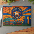 Houston Astros Challah Board, Stained Glass Shabbat Judaica, Skyline Stadium Gift