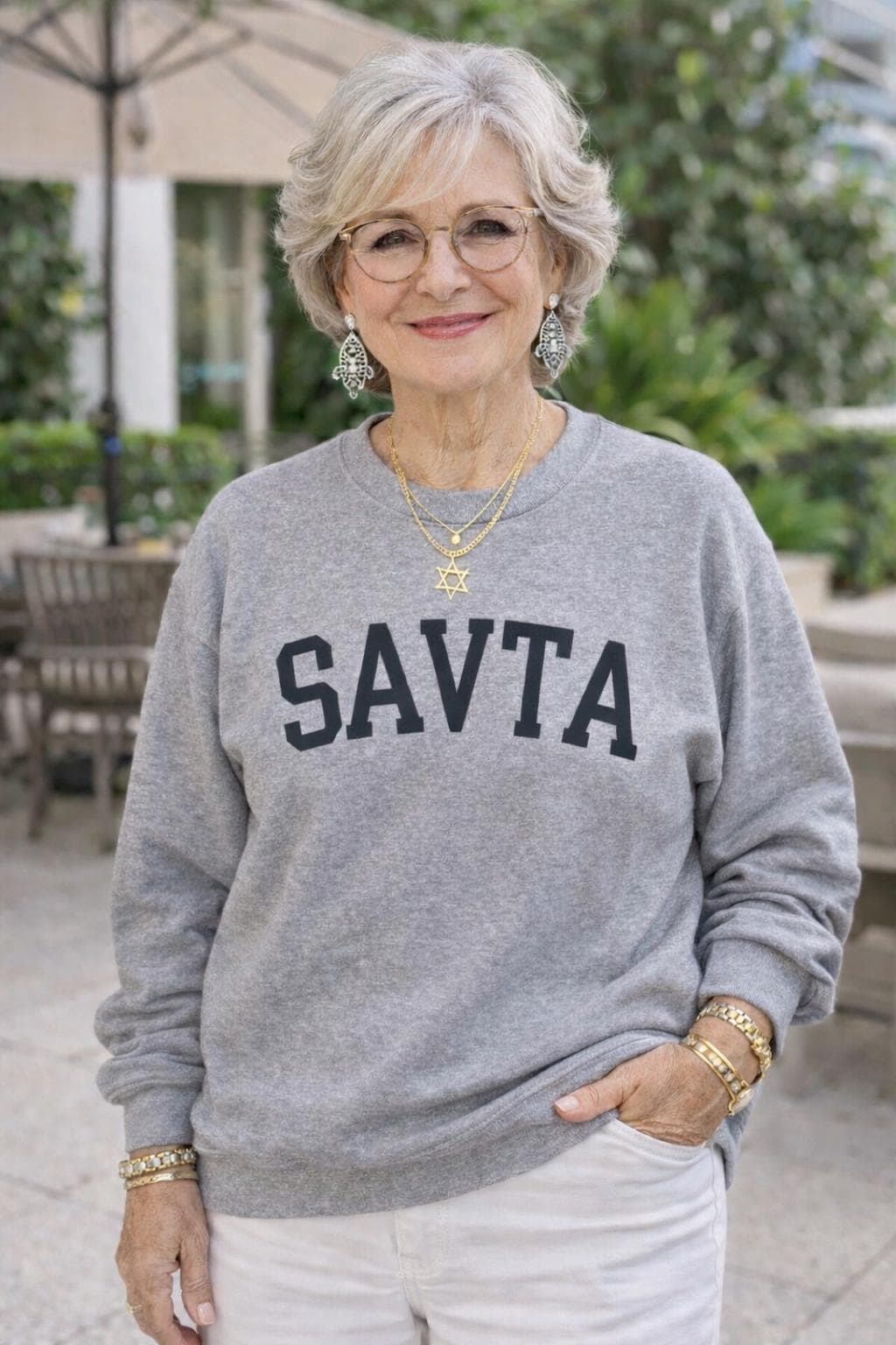 Savta Sweatshirt Hebrew Grandma Crewneck, Jewish Mom Cozy Pullover, Embroidered Bubbe Gift