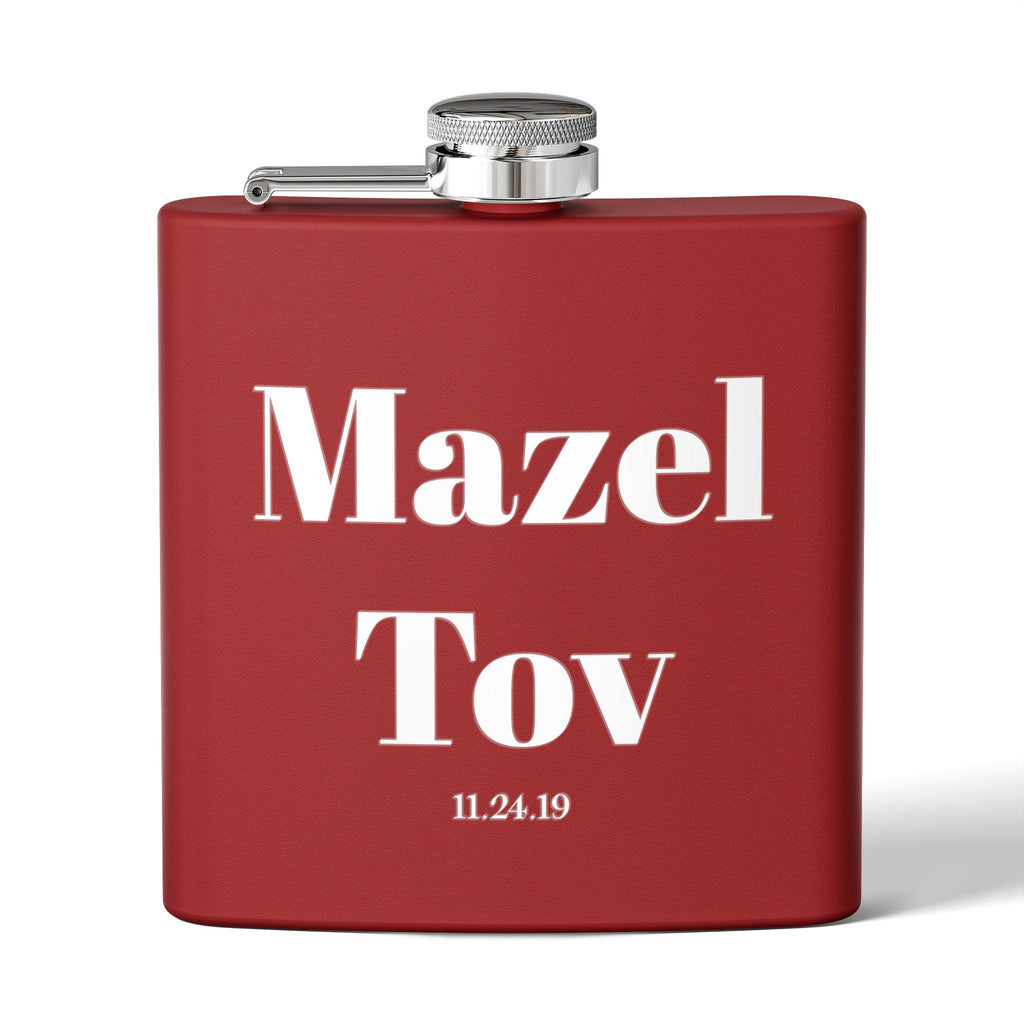 Mazel Tov Flask | Personalized Stainless Steel Jewish Wedding Gift