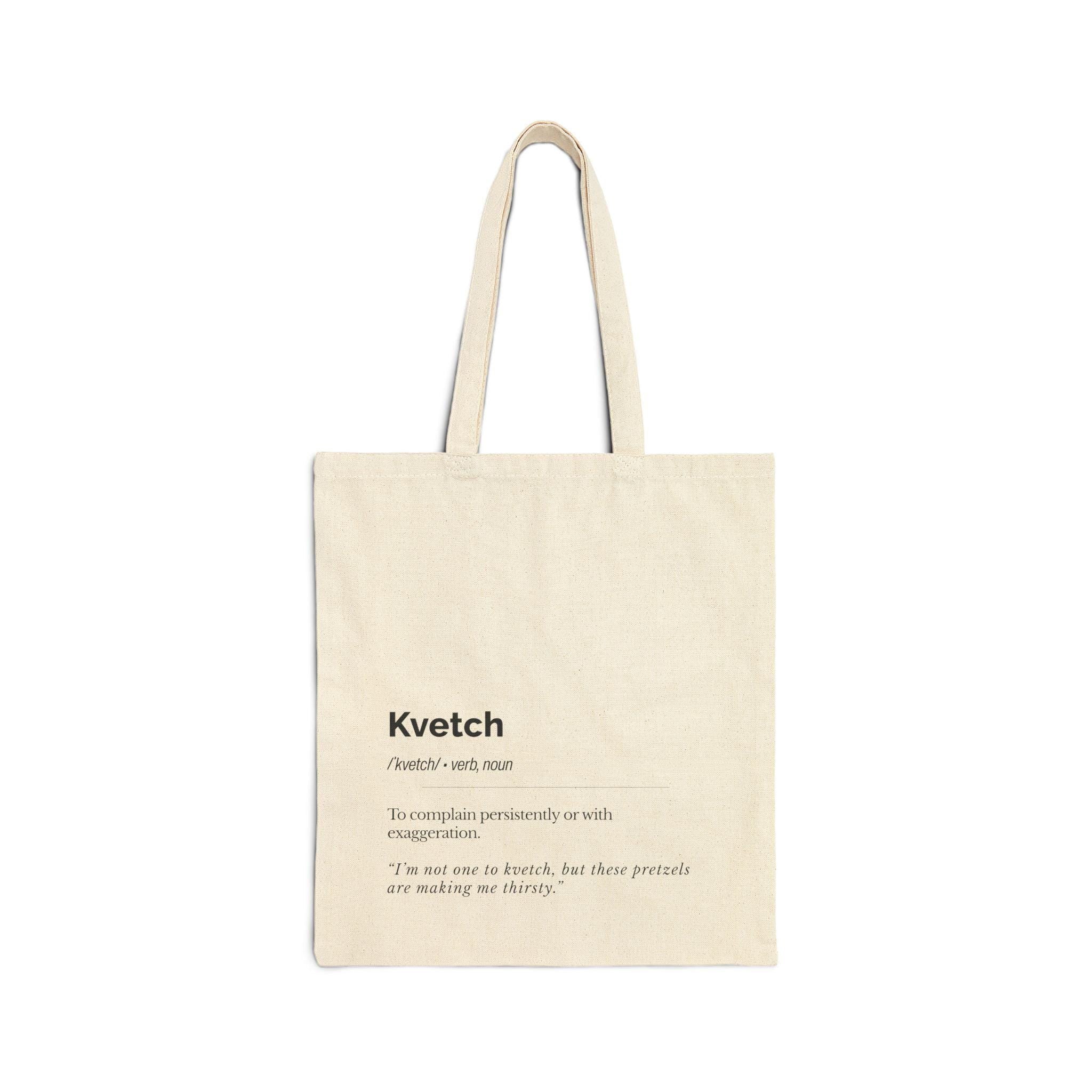 Kvetch Definition Tote Bag, Yiddish Canvas Market Bag, Jewish Humor Gift