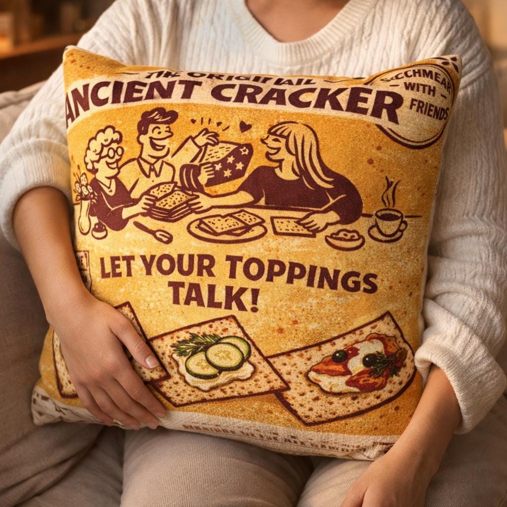 Vintage Matzah Pillow Cover, Jewish Kitchen Art, Seder Home Decor
