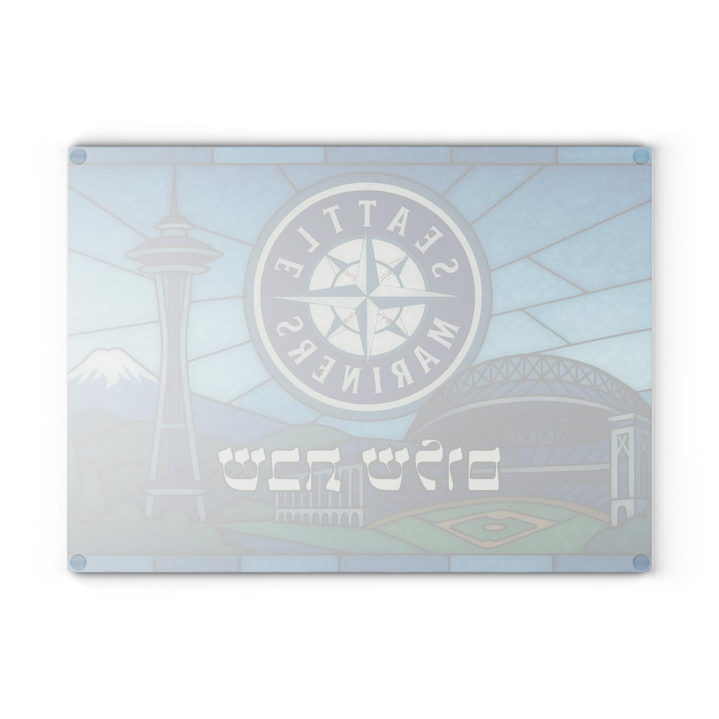 Seattle Mariners Challah Board, Stained Glass Shabbat Tray (15x11 inches)