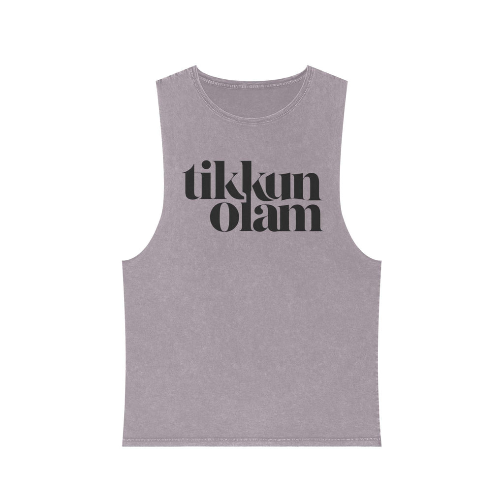 Tikkun Olam Stone Wash Tank Top, Vintage Hebrew Summer Shirt