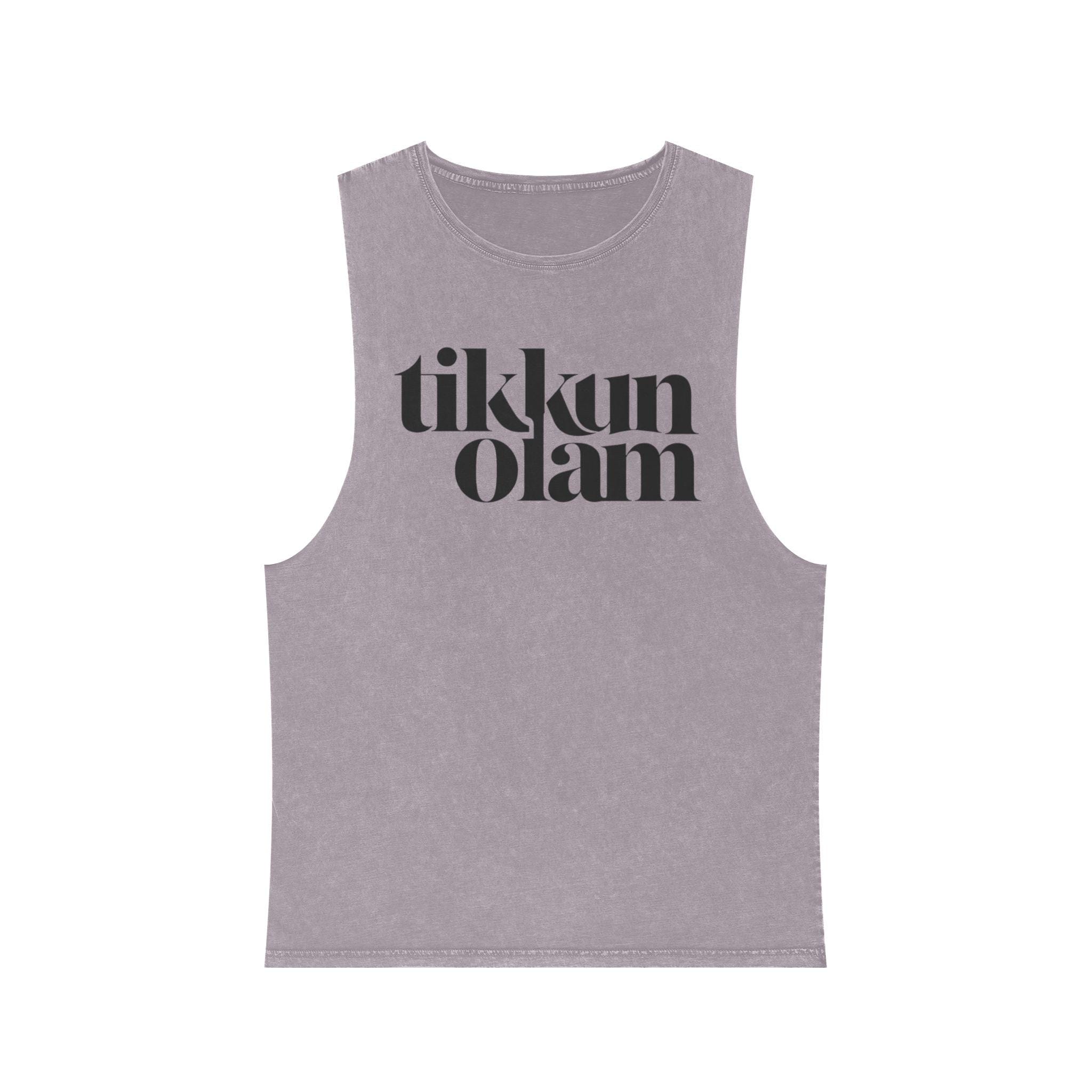 Tikkun Olam Stone Wash Tank Top, Vintage Hebrew Summer Shirt