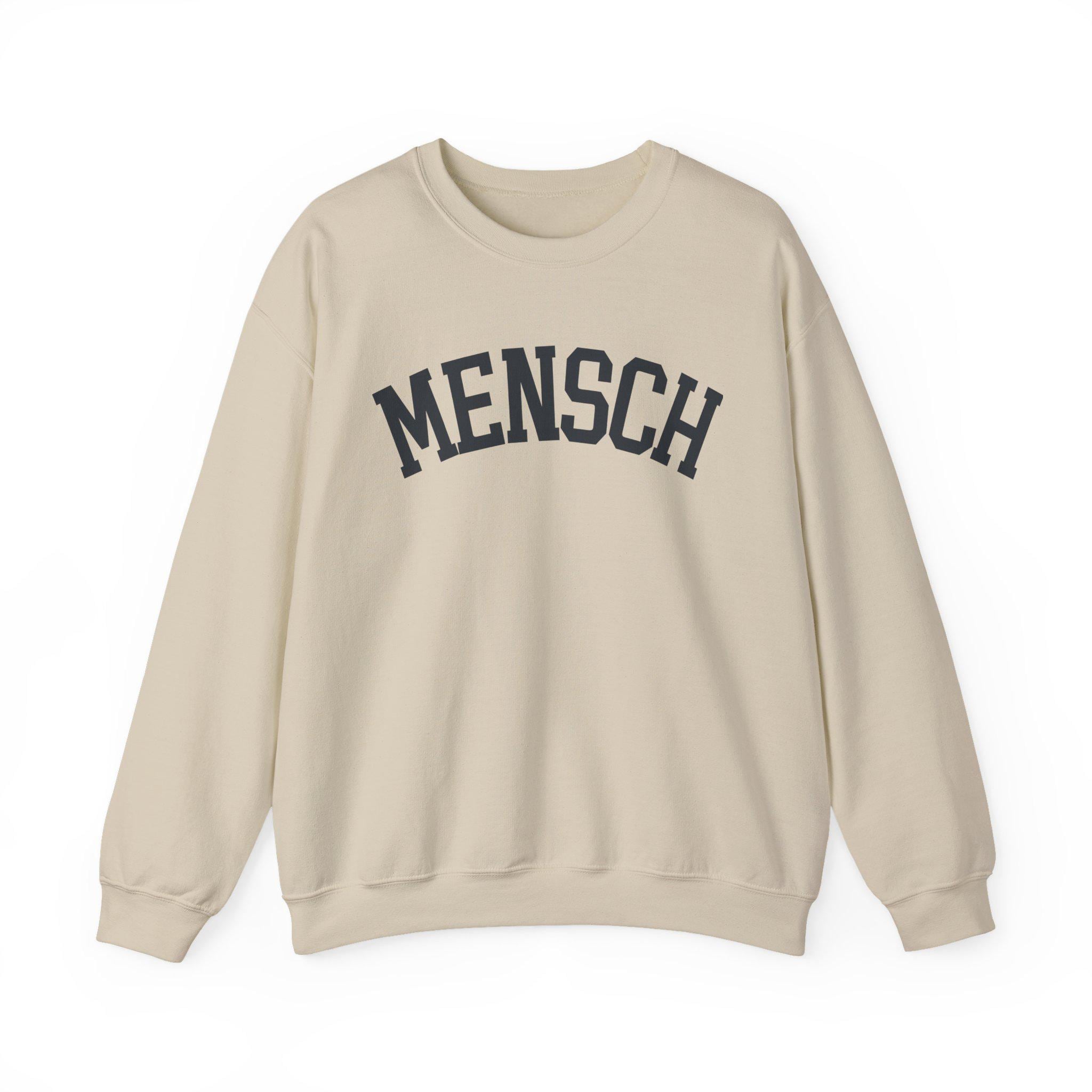 Mensch Sweatshirt Yiddish Collegiate Crewneck, Jewish Kindness Pullover Gift