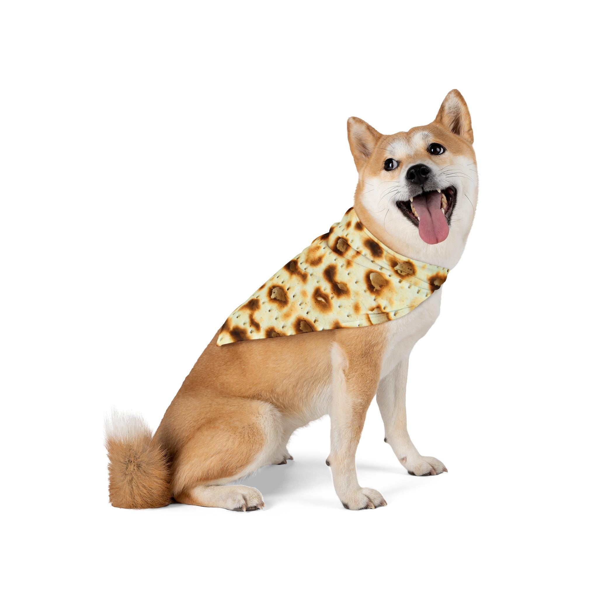 Passover Matzah Print Dog Bandana, Jewish Holiday Pet Scarf, Polyester Accessory