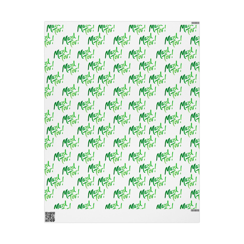 White Green Mazel Tov Wrapping Paper, Modern Jewish Simcha Gift Wrap