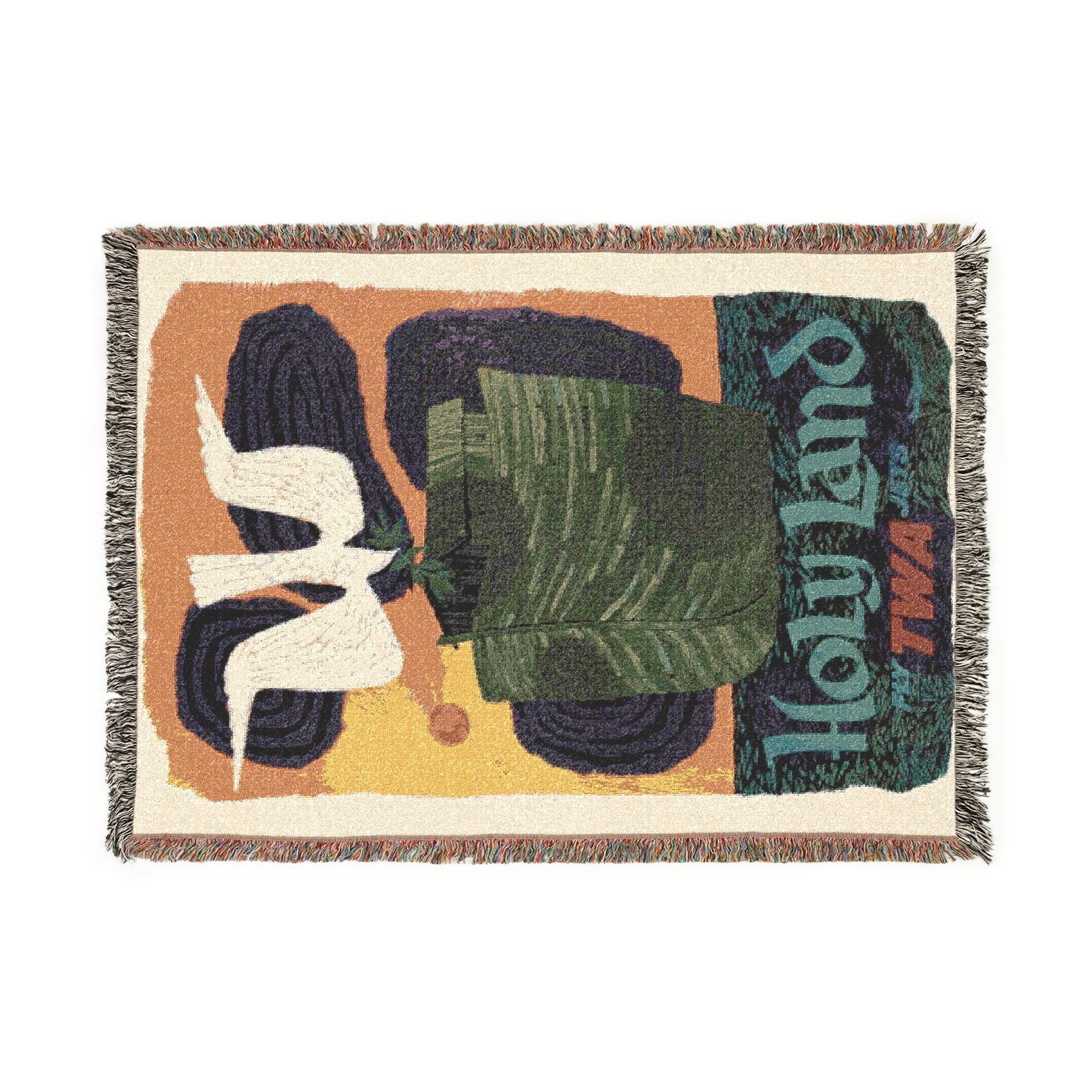 Vintage TWA Israel Woven Blanket, Holy Land Tapestry Throw, Jewish Decor
