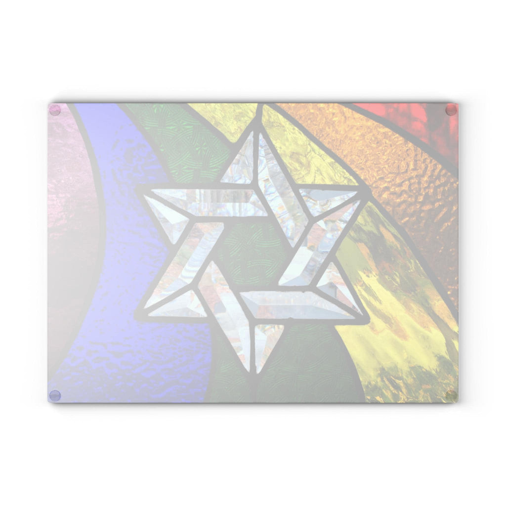 Rainbow Pride Challah Board, Stained Glass Star of David Shabbat Plate