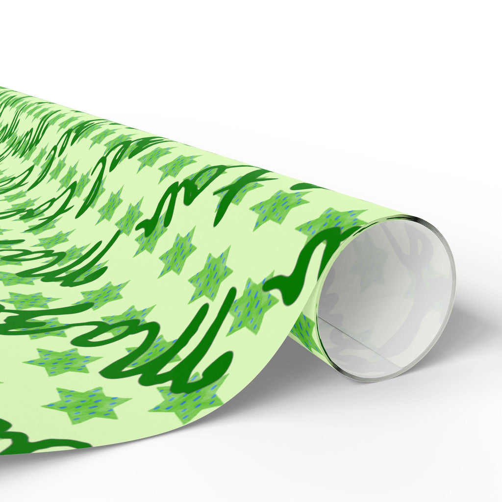 Mazel Tov Wrapping Paper | Green Star of David Jewish Celebration Gift Wrap