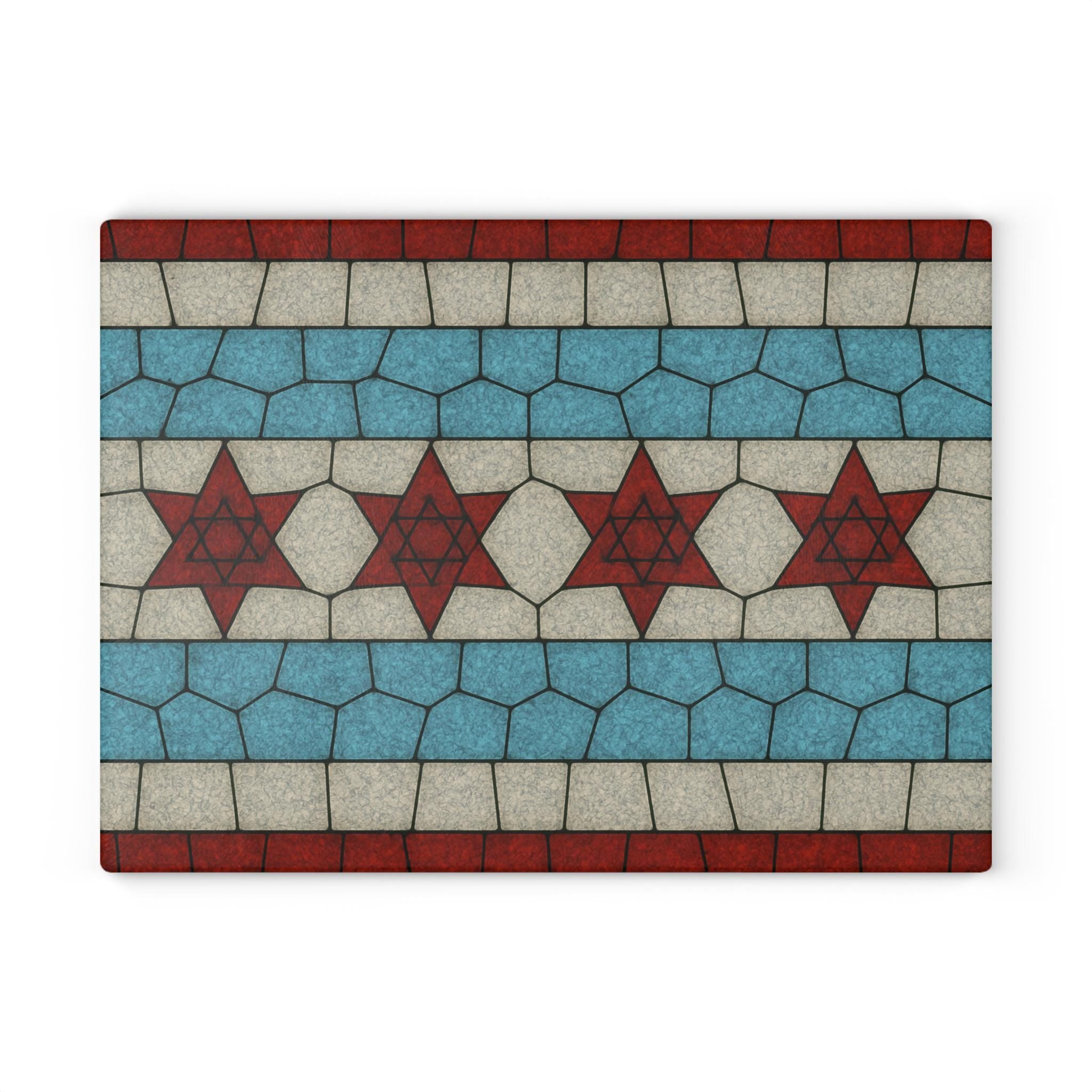 Chicago Flag Challah Board, Stained Glass Shabbat Plate, Jewish Judaica Art