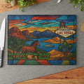 Nevada Challah Board, Las Vegas Stained Glass Style Shabbat Tray, Desert Judaica Gift