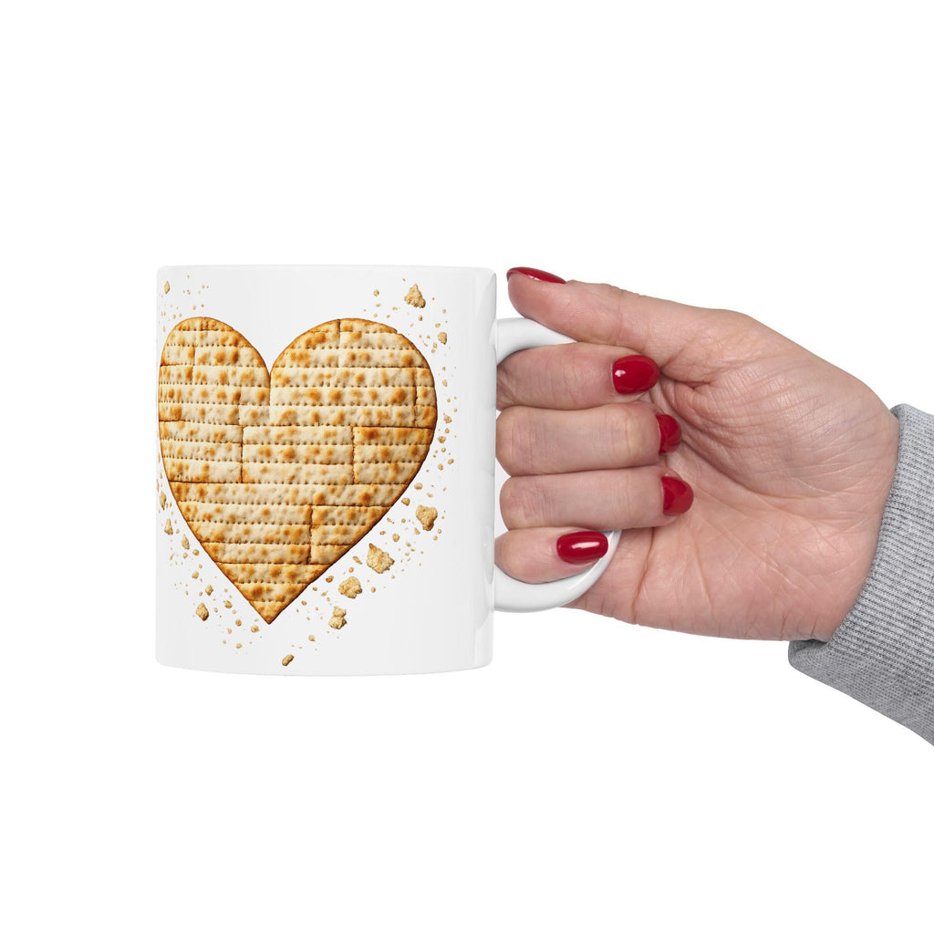 Matzah Heart Mug, Modern Judaica Passover Drinkware, Jewish Holiday Coffee Cup