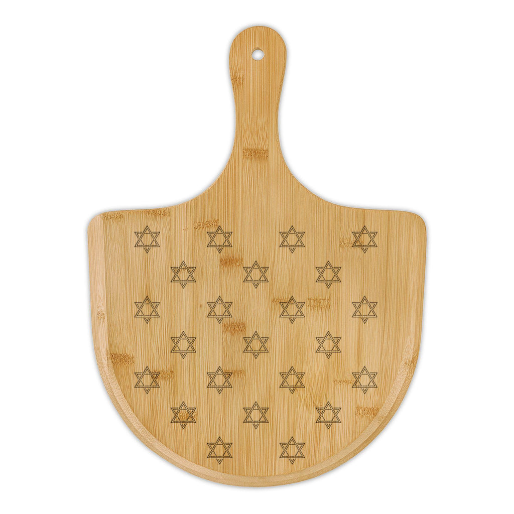 Engraved Bamboo Challah Board, Star of David Am Israel Chai Serving Tray (15.5x11")
