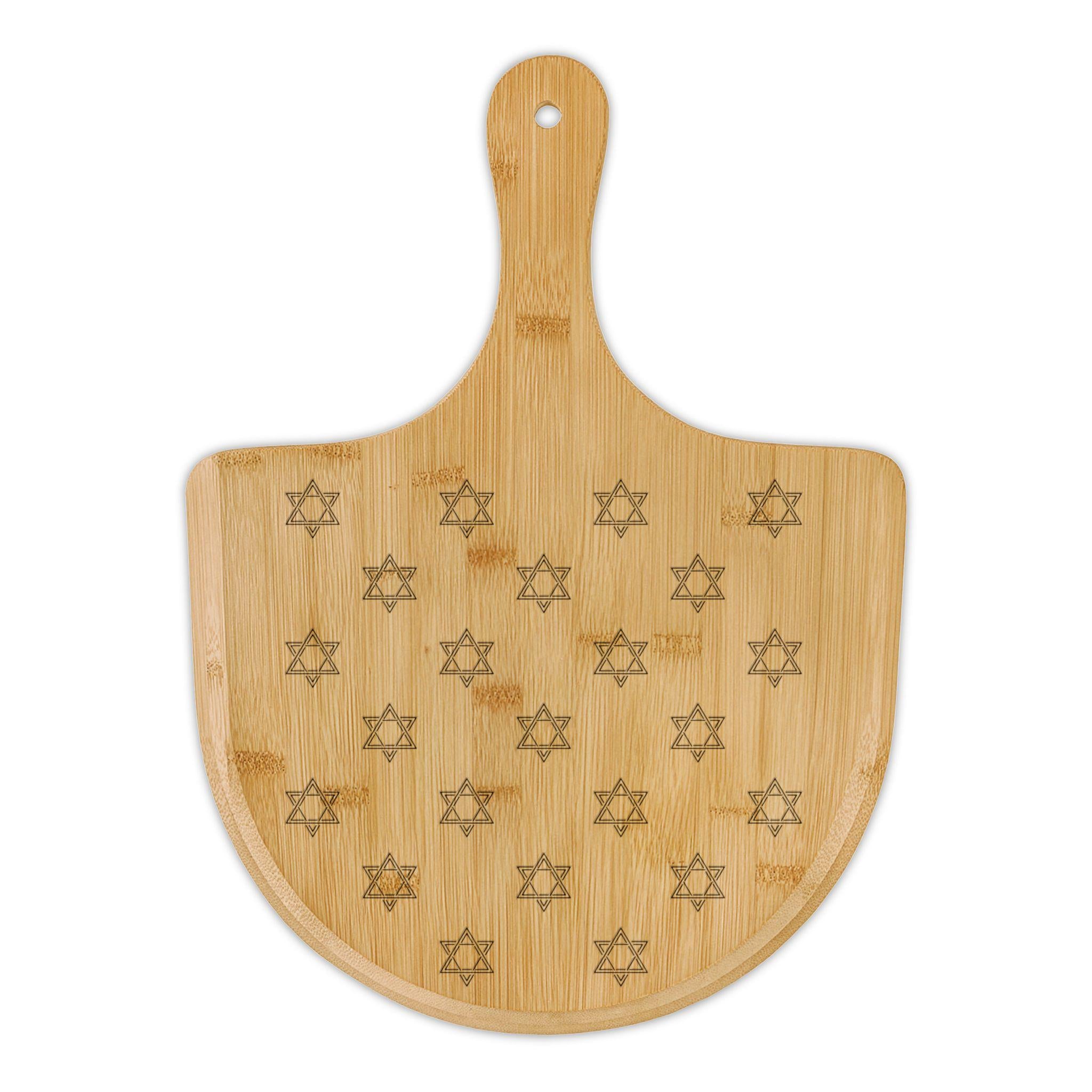 Engraved Bamboo Challah Board, Star of David Am Israel Chai Serving Tray (15.5x11")