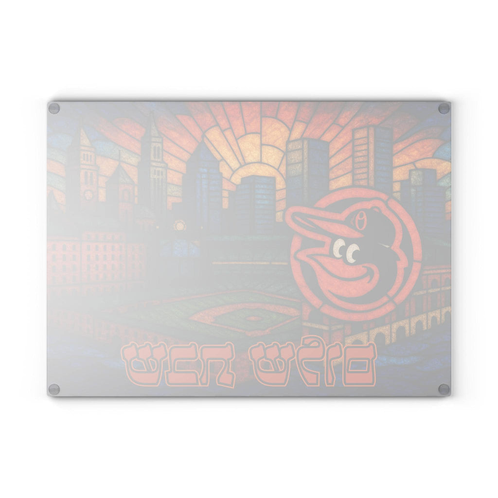 Baltimore Orioles Stained Glass Challah Board, Camden Yards Judaica Tray