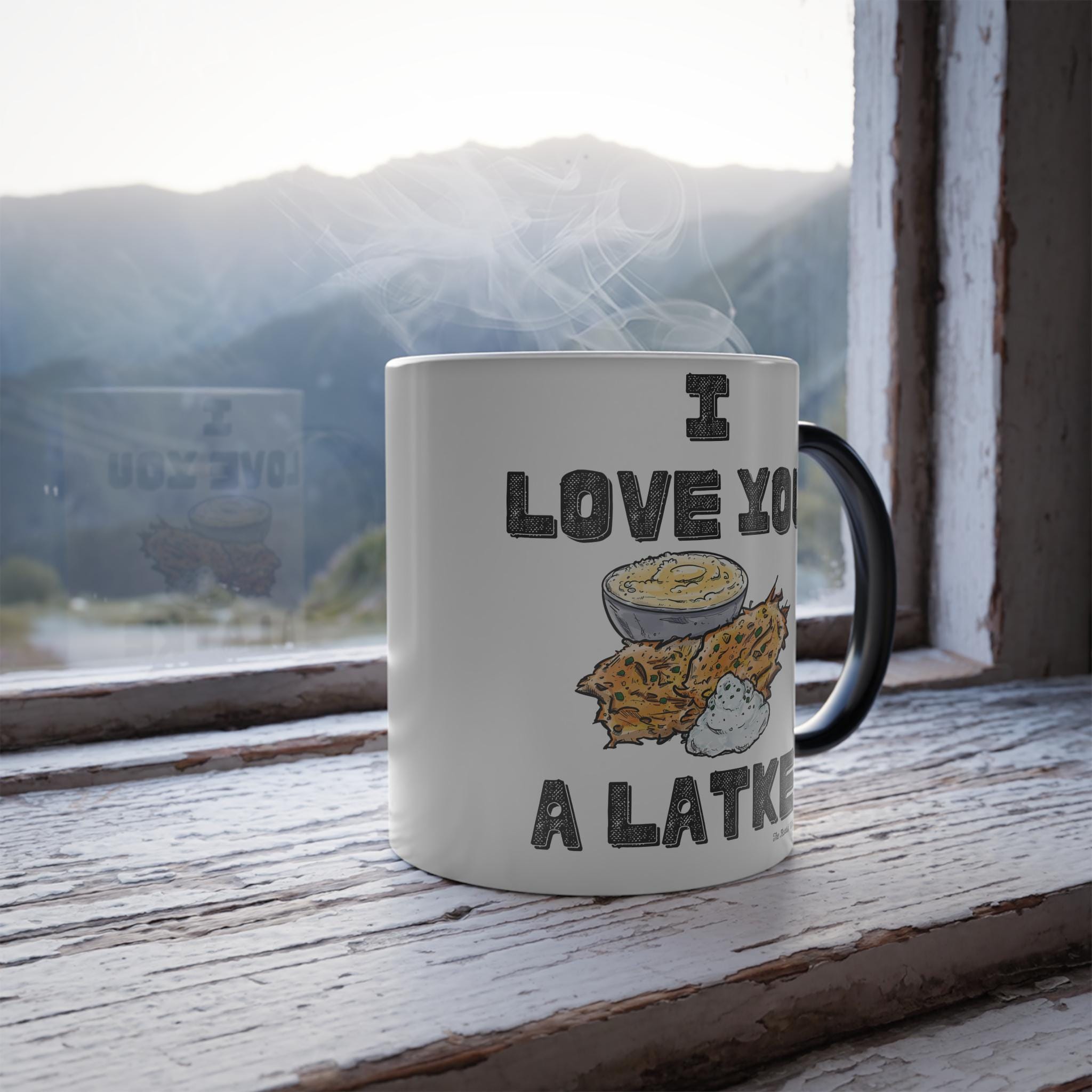 I Love You a Latke Mug, Funny Hanukkah Color Changing Coffee Cup