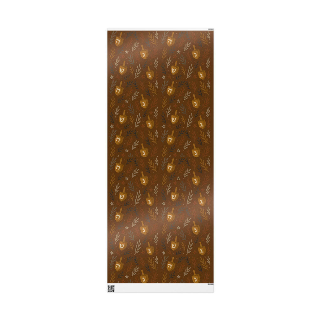 Floral Dreidel Hanukkah Wrapping Paper, Elegant Jewish Gift Wrap