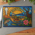 Montana Challah Board, Stained Glass Shabbat Tray, 15x11 Judaica Art