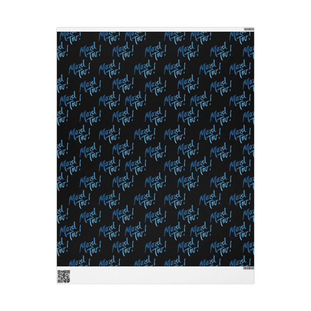 Black Mazel Tov Wrapping Paper, Modern Jewish Simcha Gift Wrap