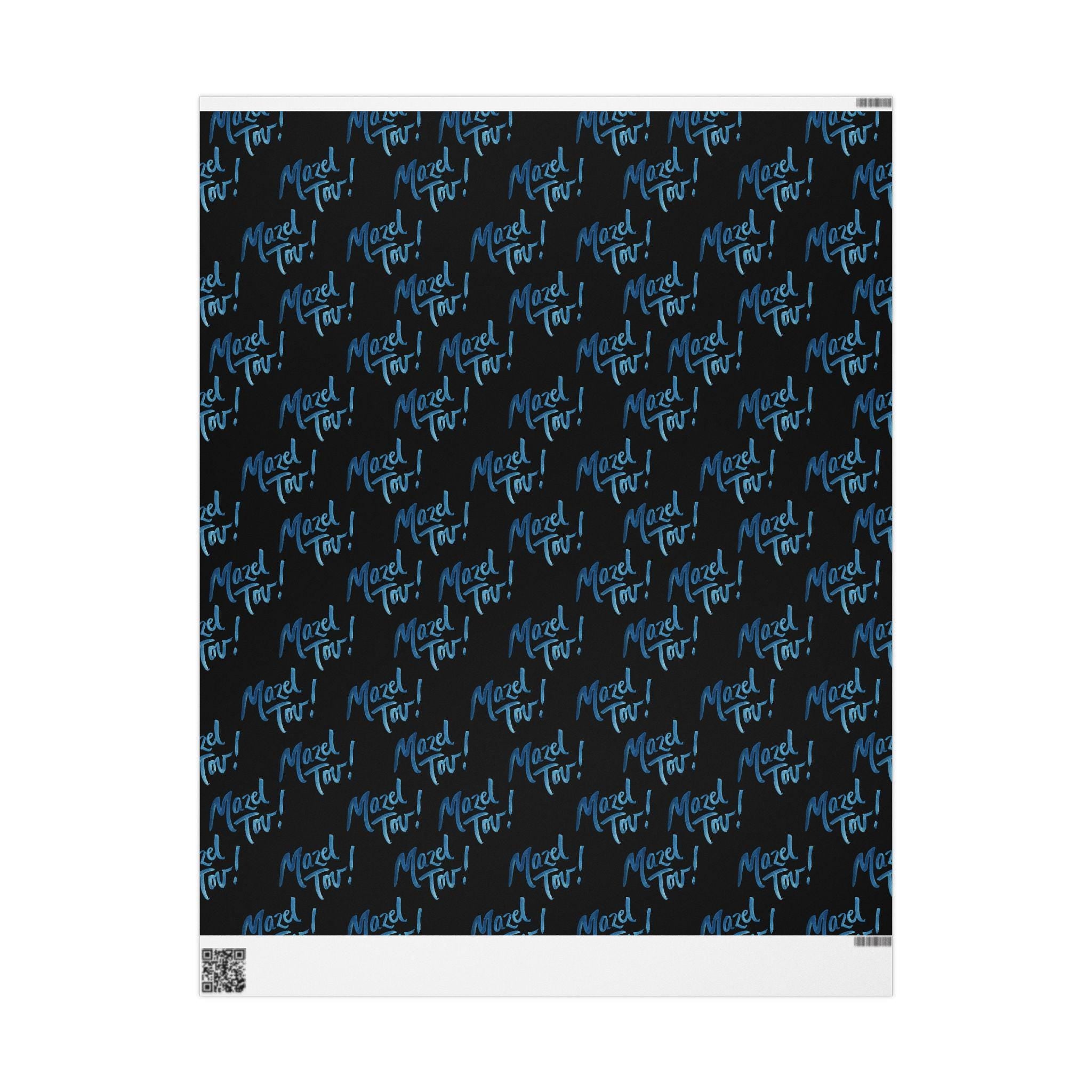 Black Mazel Tov Wrapping Paper, Modern Jewish Simcha Gift Wrap