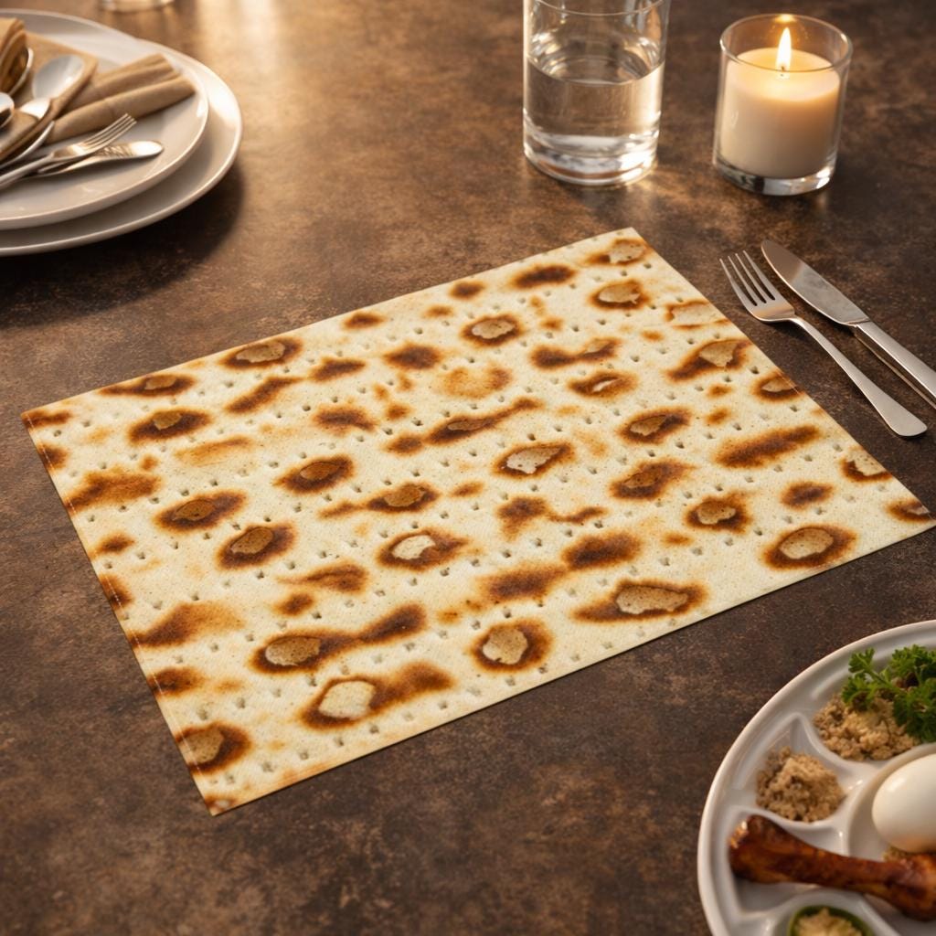 Modern Matzah Cover for Passover Seder Table | Cotton Twill Pesach Linen