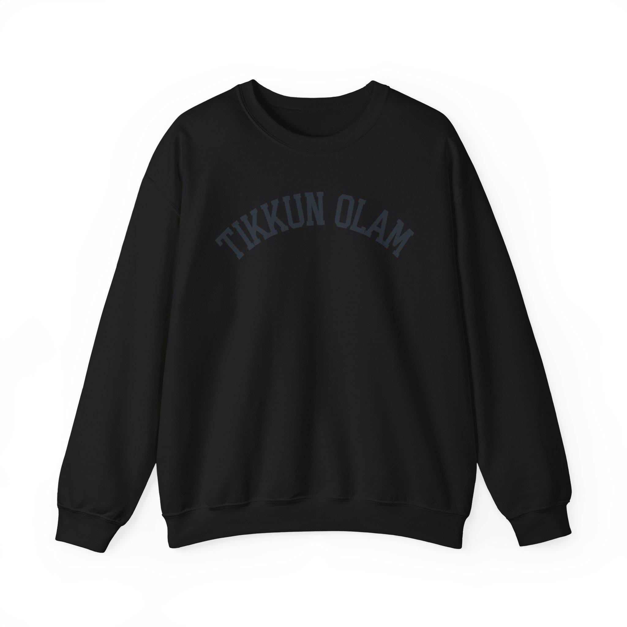 Tikkun Olam Sweatshirt Hebrew Crewneck, Jewish Social Justice Embroidered Pullover Gift